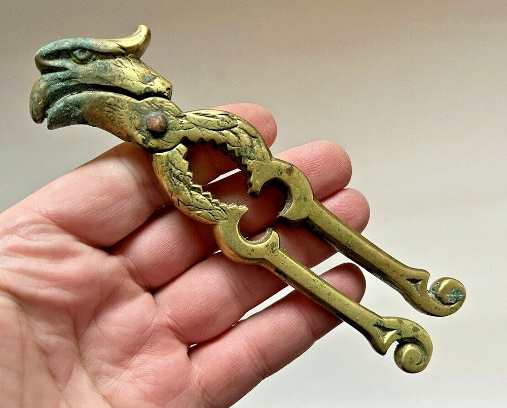 Antique Brass Nut Crackers with Eagle Head Design, 5 3/4"
