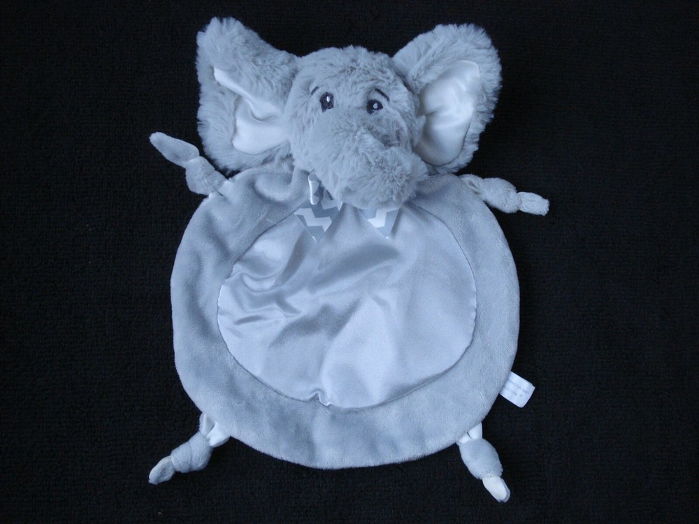 Bearington Baby Collection Small Grey Plush Soft Elephant Security Blanket