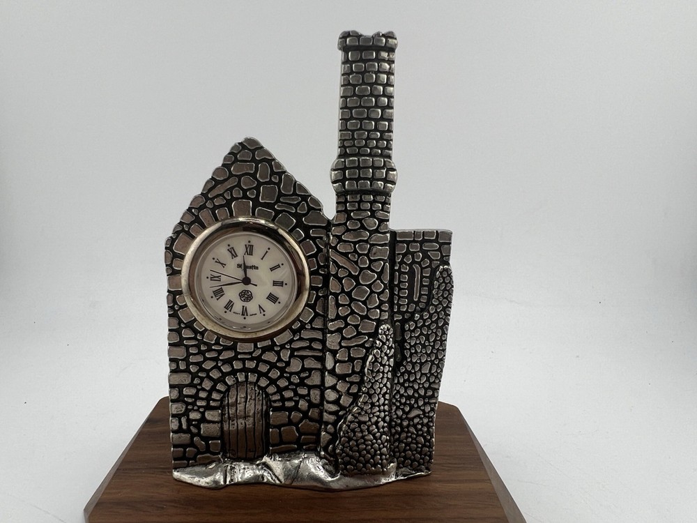 CORNISH ENGINE HOUSE PEWTER CLOCK BY ST JUSTIN- Needs new battery