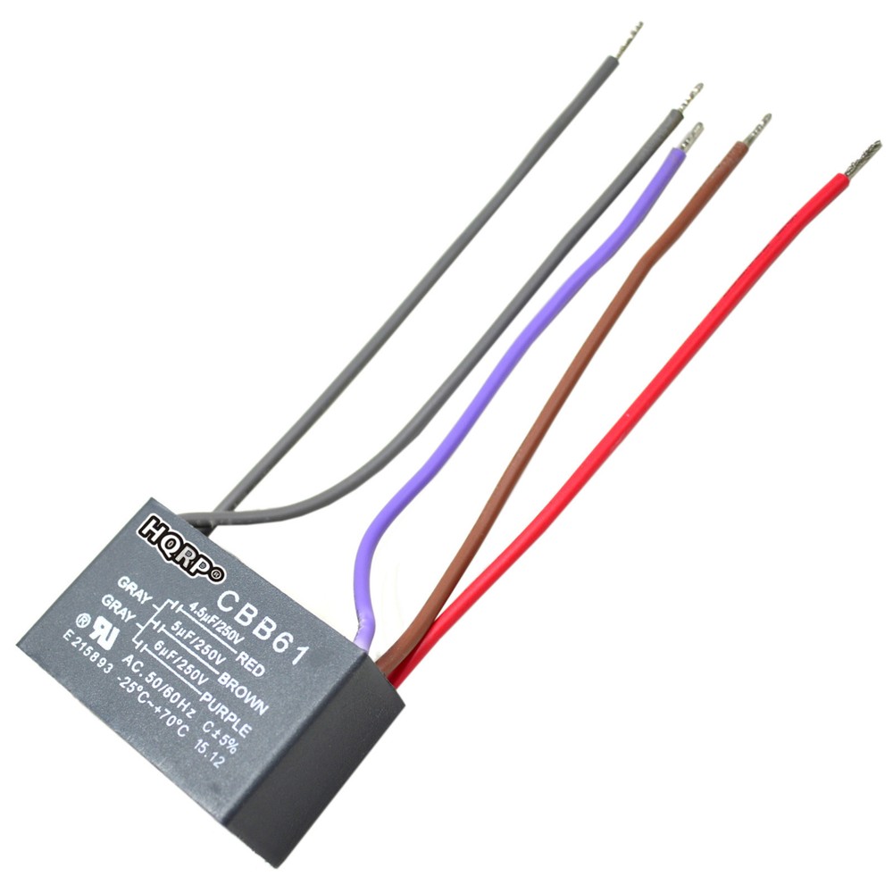 2-Pack Capacitor for Harbor Breeze Ceiling Fan 4.5uf+5uf+6uf 5-Wire CBB61