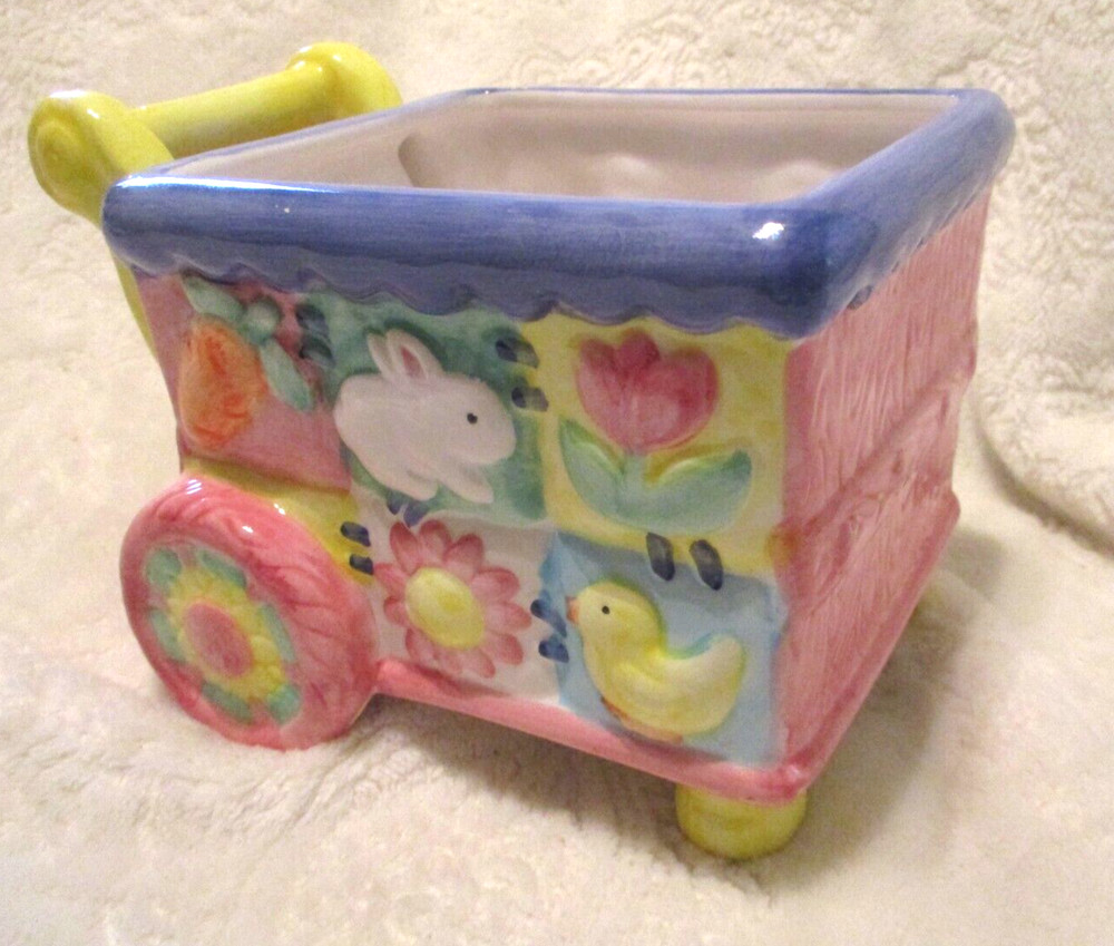 Easter/Baby~Ceramic Cart Planter~Easter Collection~Early 2000