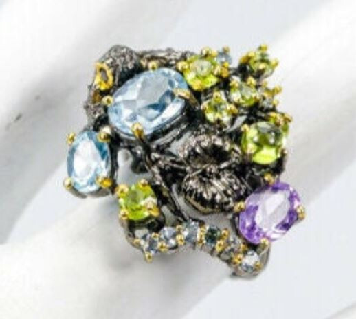 Blue Topaz 925 Sterling Silver Ring Size 6.25