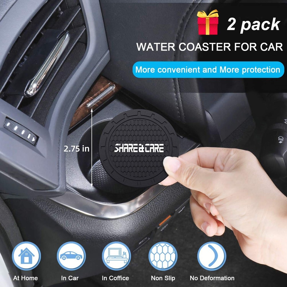 2 Pack Silicone License Plate Frame - Rust Proof & Weather Proof - Black