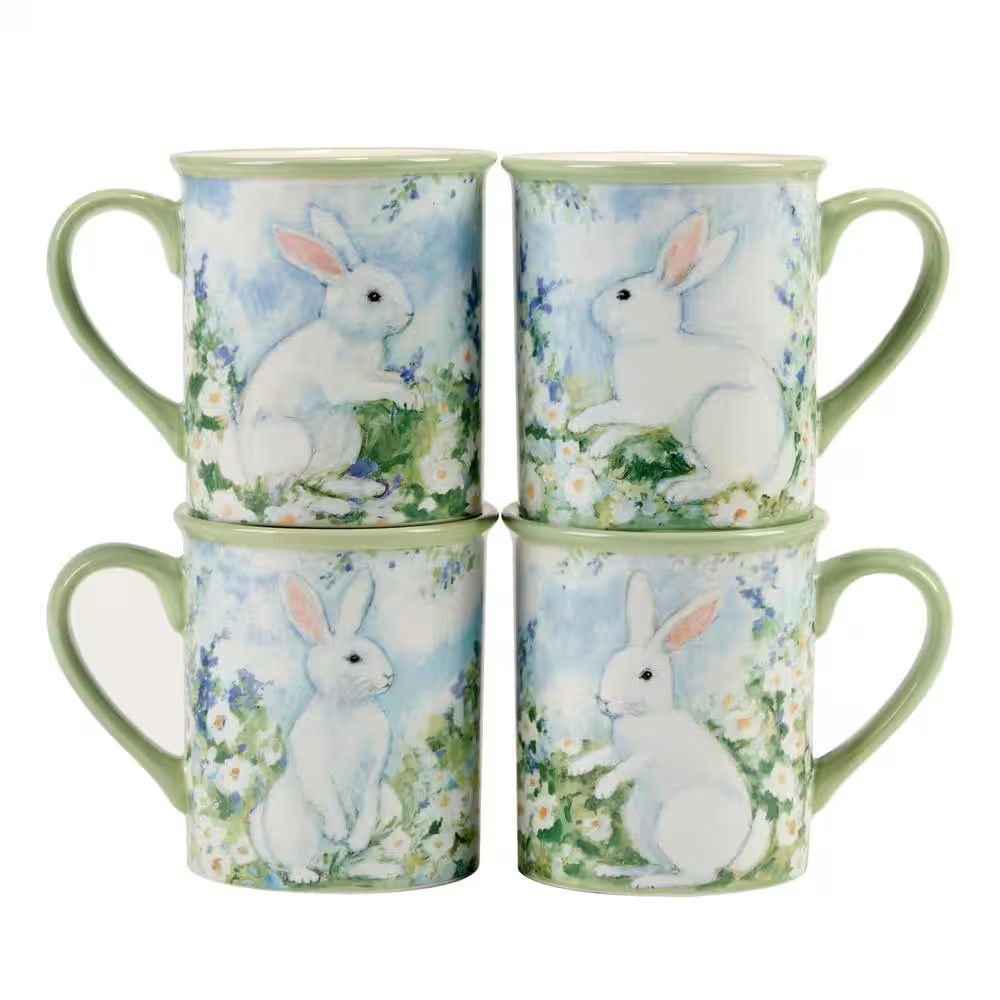 Easter Morning 16-Piece Assorted Colors Earthenware Dinnerware Set (Service for