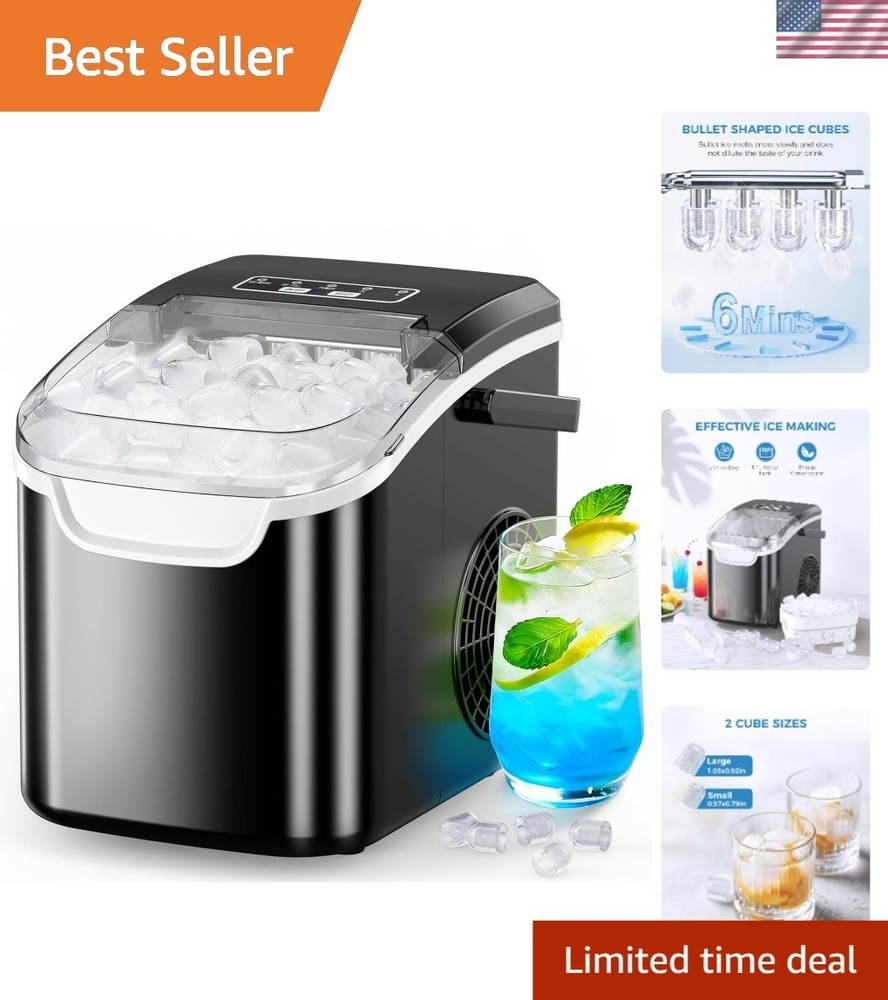 Efficient Ice Machine – 26.5 lbs/24hrs, 40 dB Silent Operation, Portable Design
