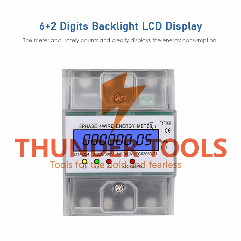 Thunder Tools 3 Phase 4 Wire Energy Meter 220/380V 5-80A Energy