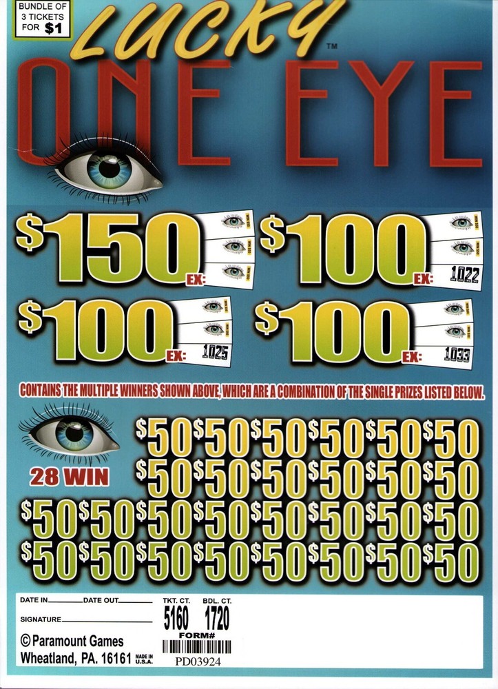 Pull Ticket - Tab - Jar - Lucky One Eye - 1,720 ct