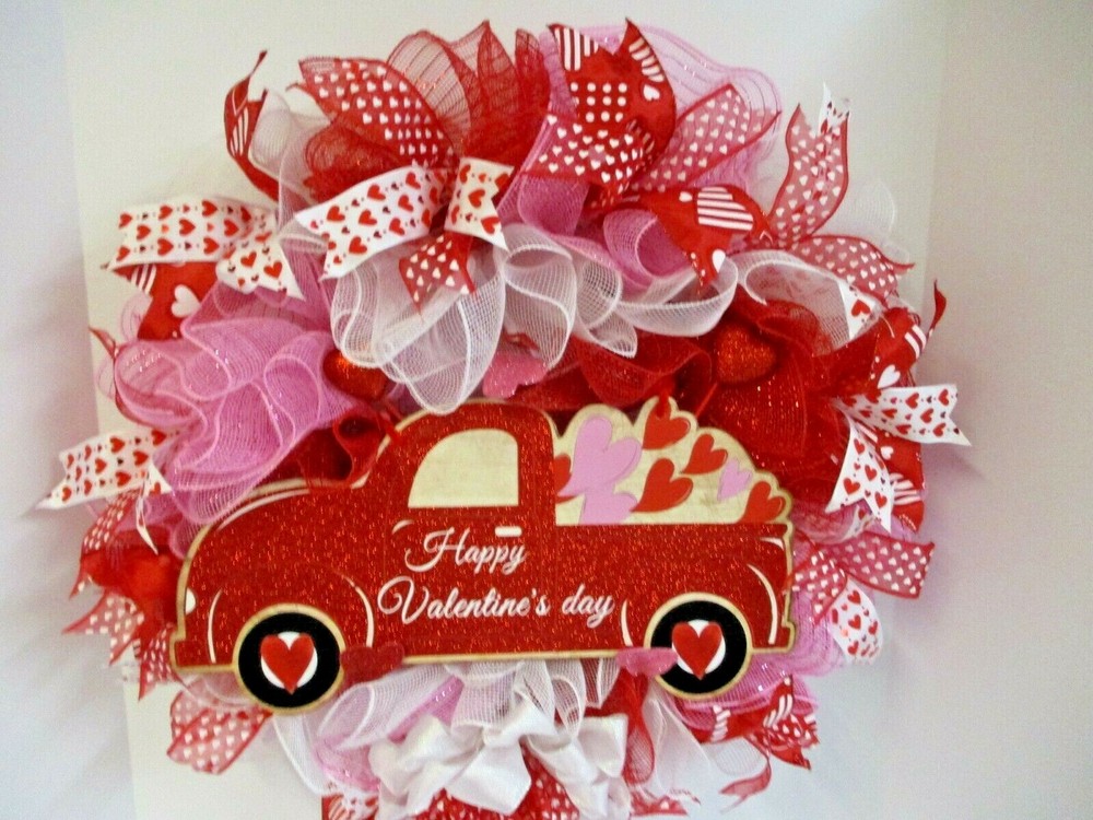 Handmade Valentine Deco Mesh Wreath, WAS $60 NOW $50