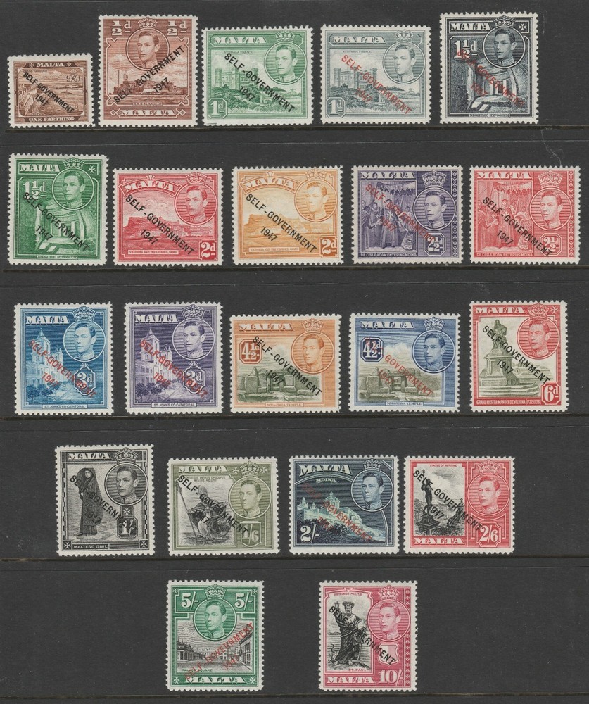 Malta 1948 Complete set SG 234-248 Mint.