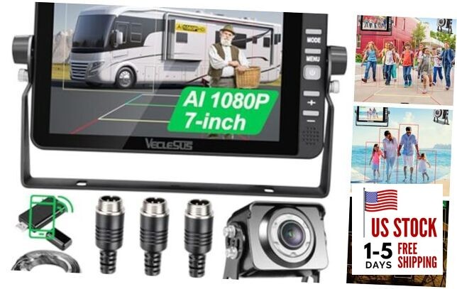 Backup AI Camera for Trucks,VAS Wire Reversing AI Camera VAS System black