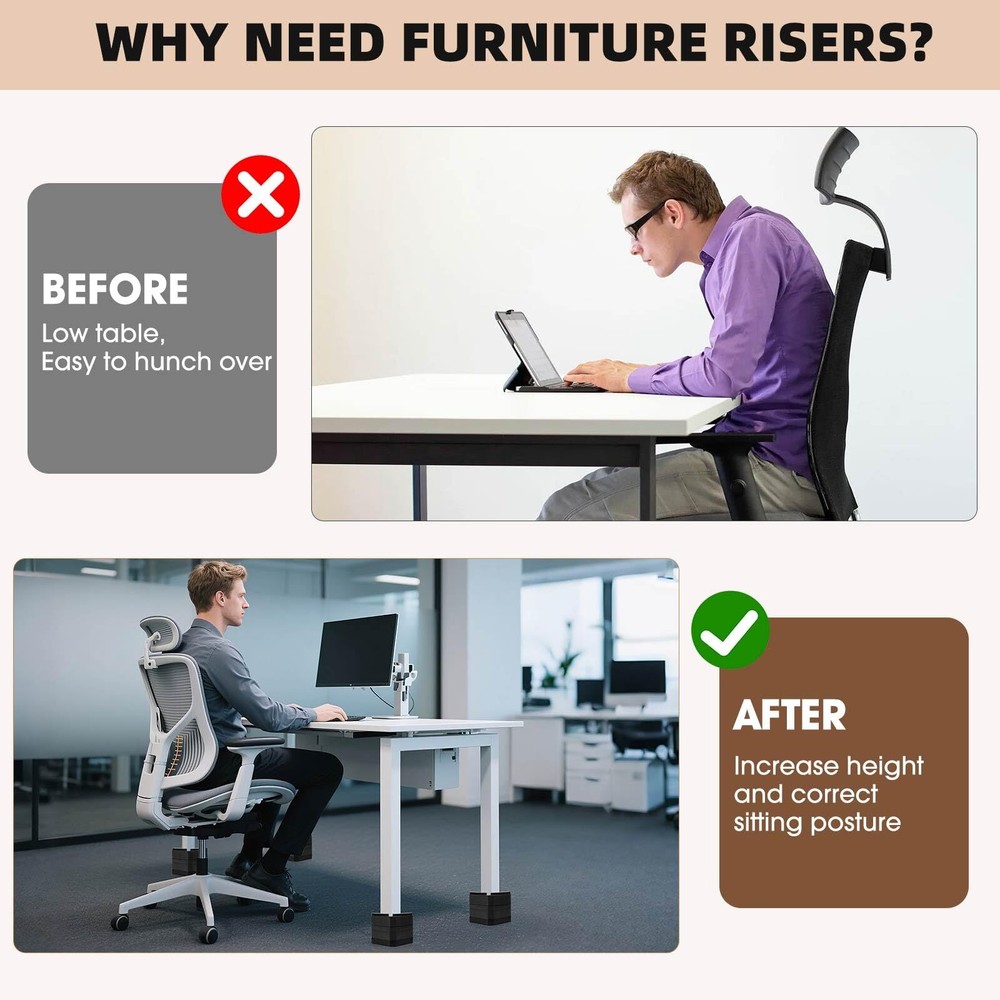 Furniture Risers Bed Risers - Rectangular Adjustable Block Riser for Raising ...