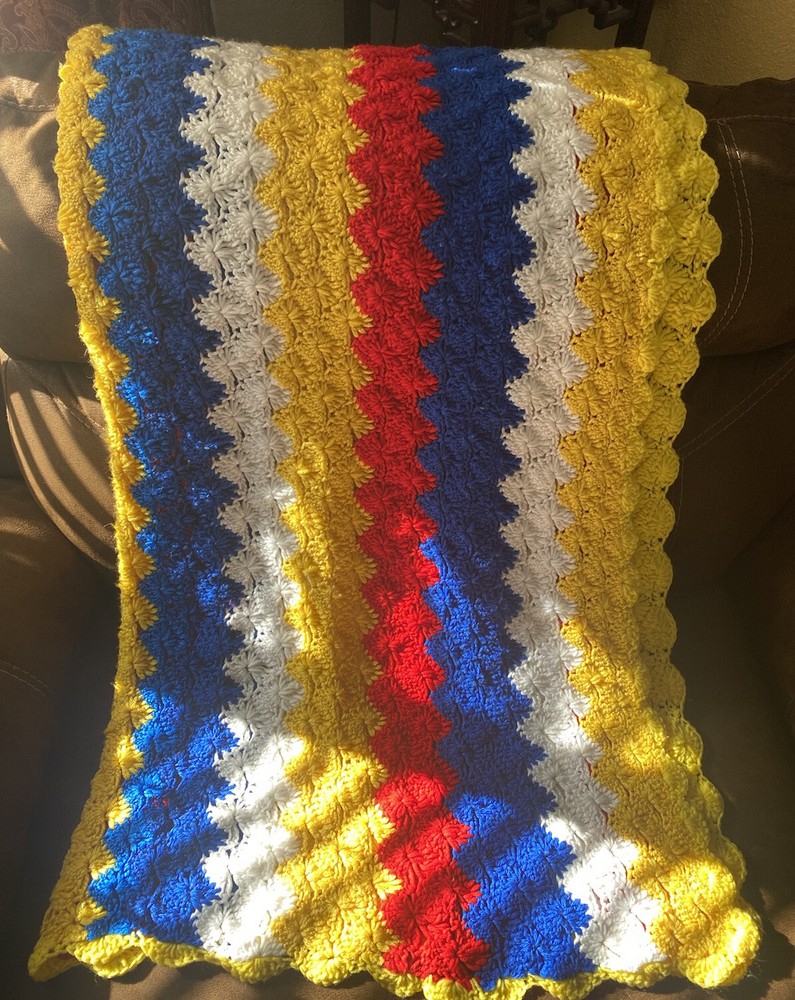 Handmade Crocheted Afghan Throw Blanket 60 x 50 Multicolor