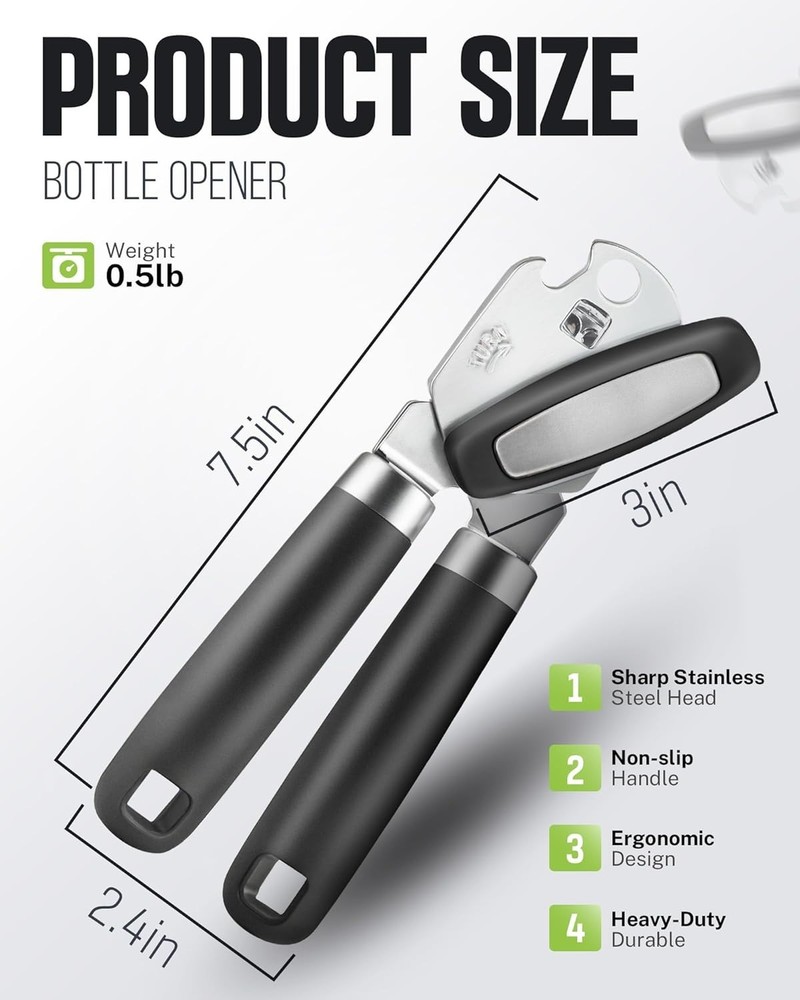 Plastic Hand-actuated Can Opener Safety Kitchen Tools Easy Grip Side Cut Manual.