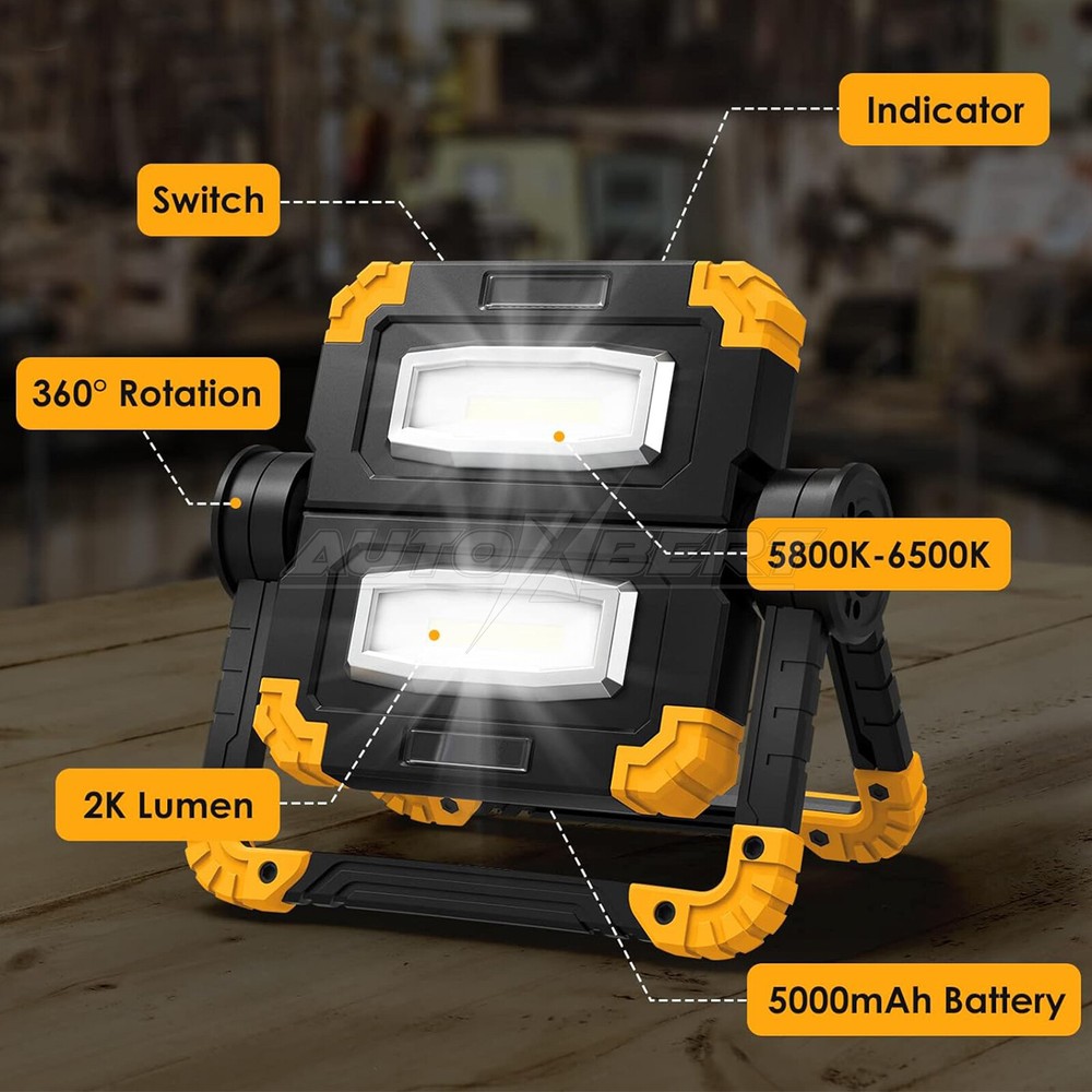 LED Work Light Rechargeable 2000LM Portable Folding Magnetic COB LED Flashlight