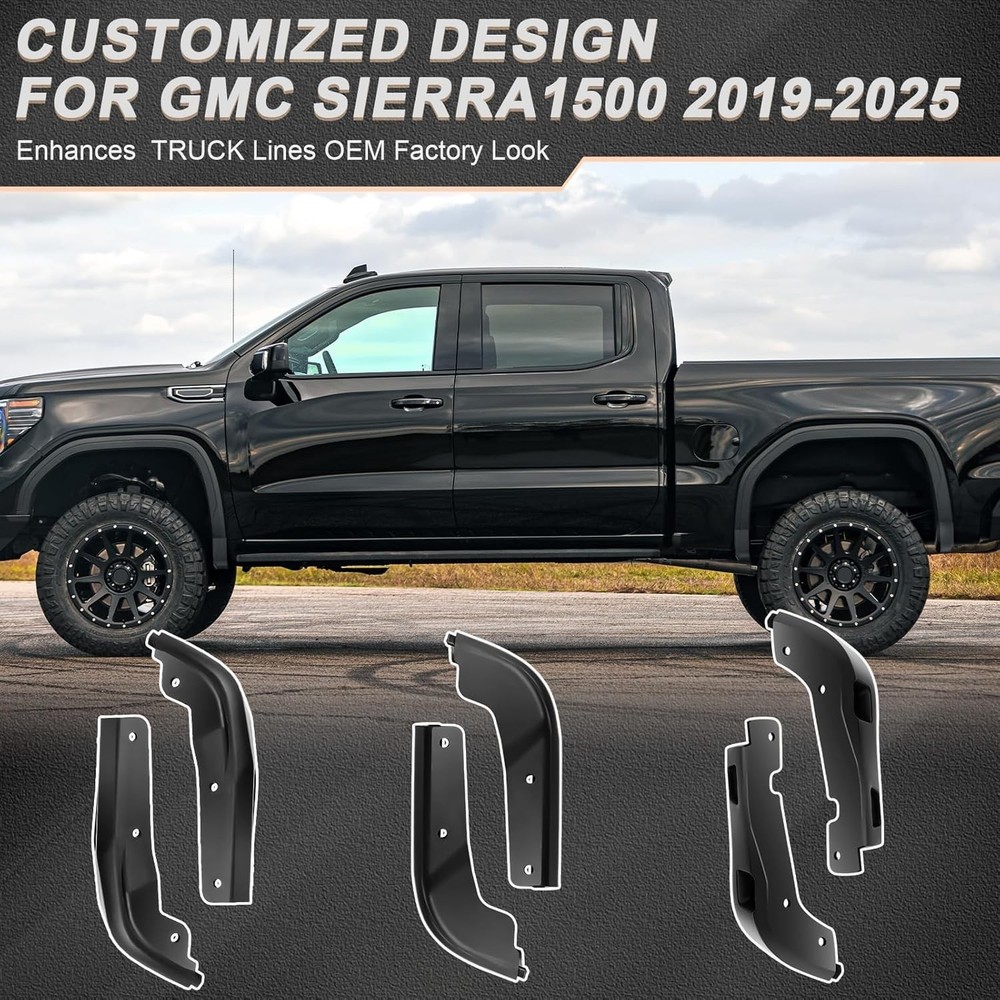 Mud Flaps Delete for GMC Sierra 1500 2019-2025, Durable ABS Material, No-Drill S