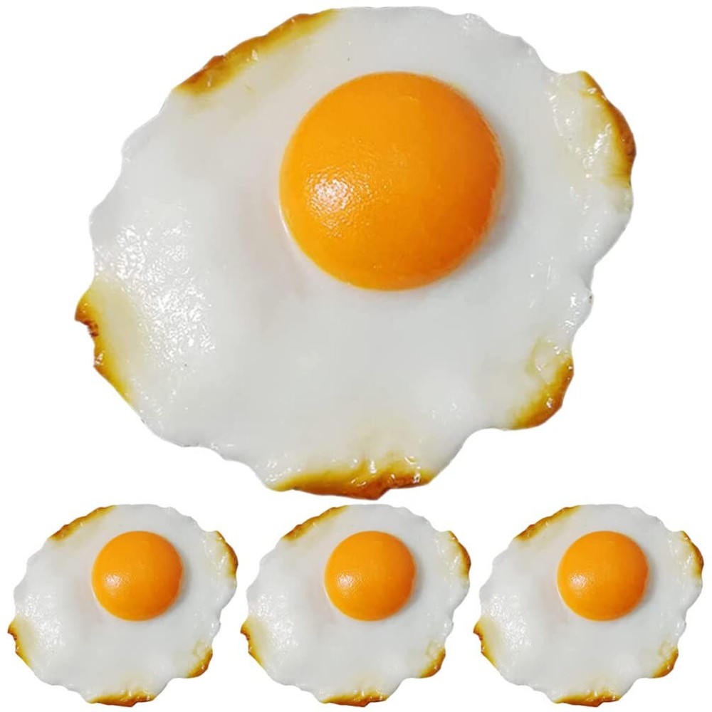 Fried Egg Model 4PCS Artificial Decor Fake Simulation Food Home Kitchen Display