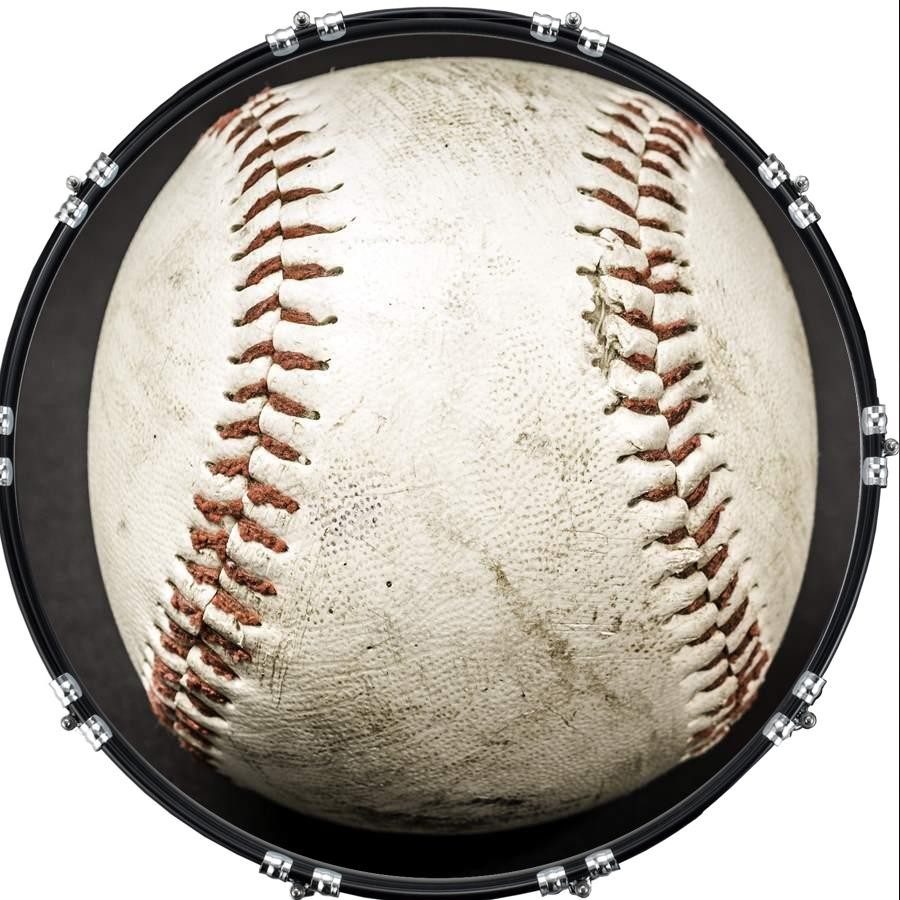 Custom 22" Kick Bass Drum Head Graphical Image Front Skin Baseball 1