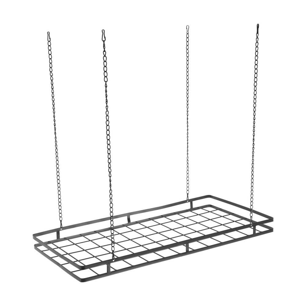 Modern Hanging Pot Holder Pan Hanger Kitchen Ceiling Rack with 12 Hooks Black