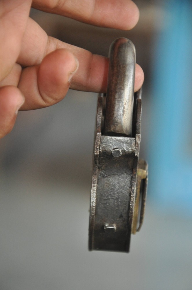 Vintage Iron Unique Shape Handcrafted Solid Brass fitted Padlock