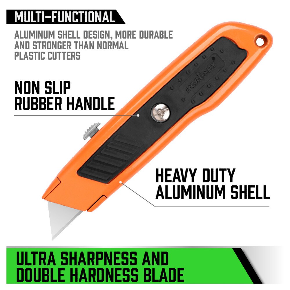 4 Pc Lockback Utility Knife Set Box Cutter Colourful 10 Extra Retractable Blades