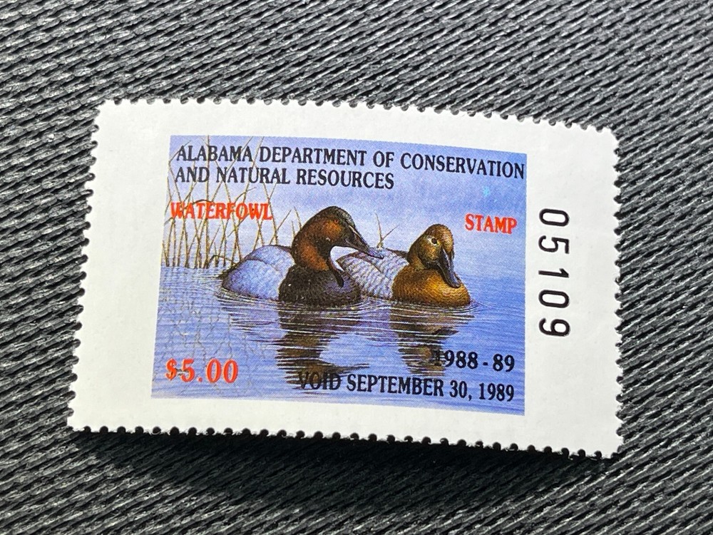 1988 Alabama State Canvasback Duck Stamp - Mint OG NH