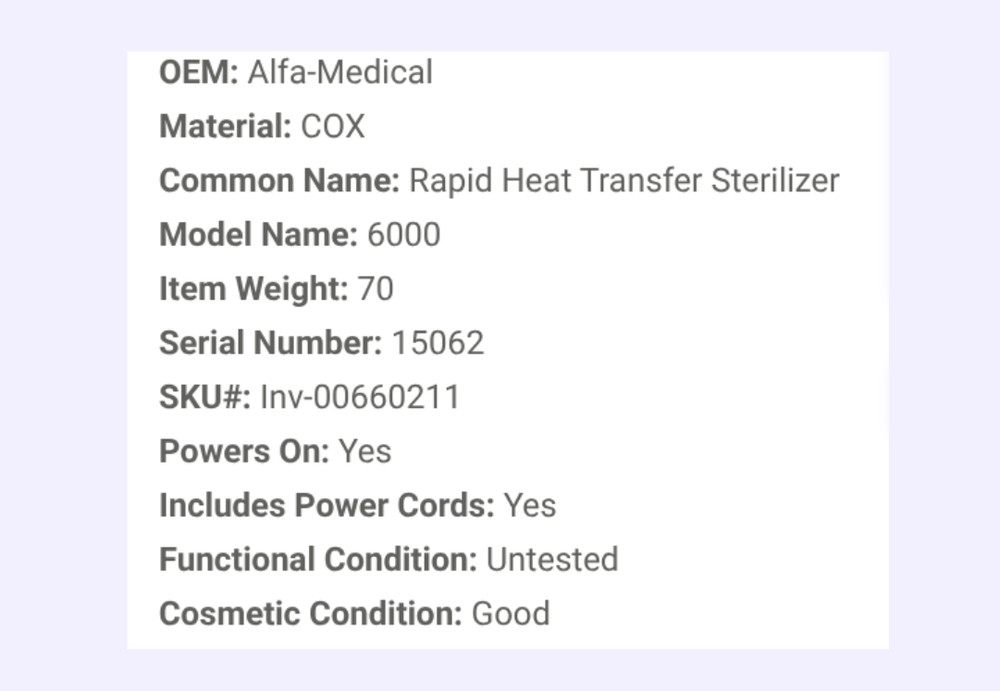 Cox Rapid Heat Transfer Sterilizer-6000