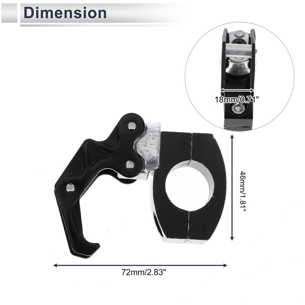 Motorcycle hook square with imprint 1 pcs black length 72mm