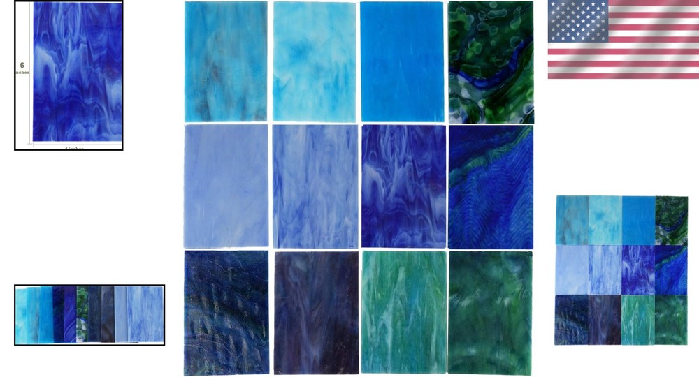 Stained Glass Sheets Variety Pack, 10-Pack Blue