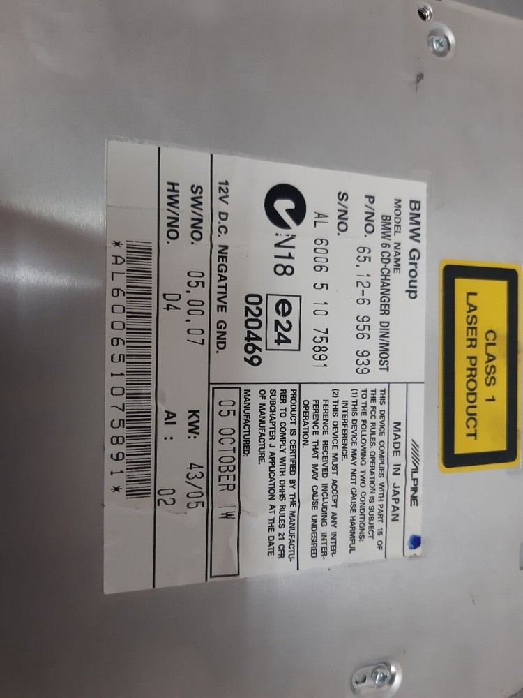 BMW 6 Disc CD Multi Changer E60 E61 E63 E64 5 6 SERIES 65126956939