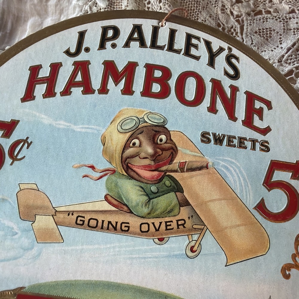 Hambone Sweets 5 Cent Cigar 1920s Fan Pull J P Alley Embossed