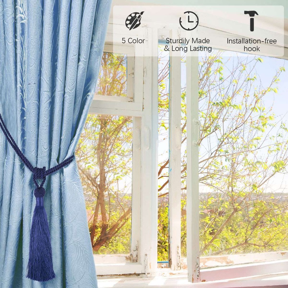 2/4Pcs Curtain Tassel Tiebacks Durable Window Tie backs Rope Holdbacks Window US