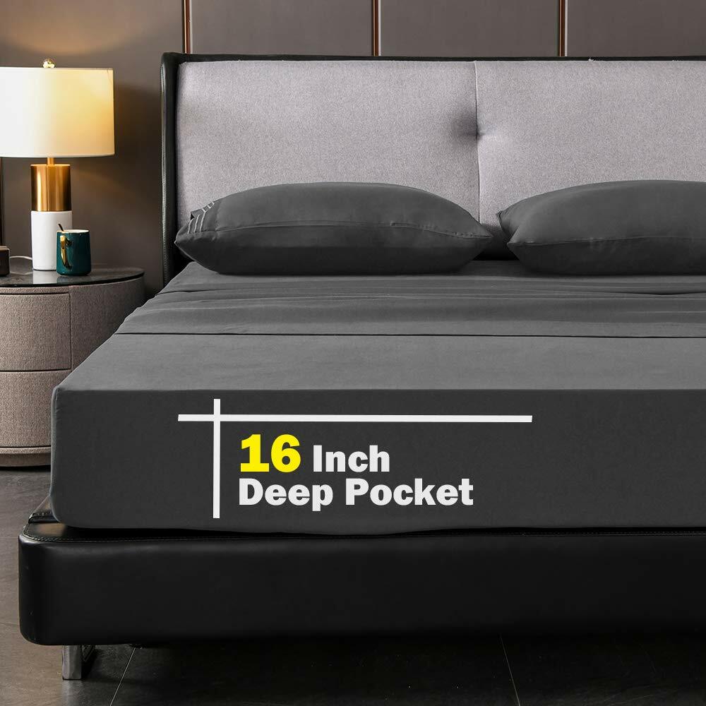 SAKIAO King Size Bed Sheets Set - Brushed Microfiber 1800 Bedding - 4 PIECES
