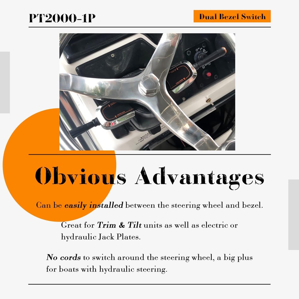 PT2000-1P Bezel Control Switch Dua Blinker Trim/Jack Plate for Seastar Hydraulic