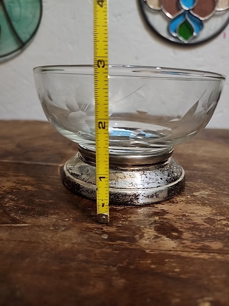 Baldwin Silver Plate Glass Bowl Butterfly Design