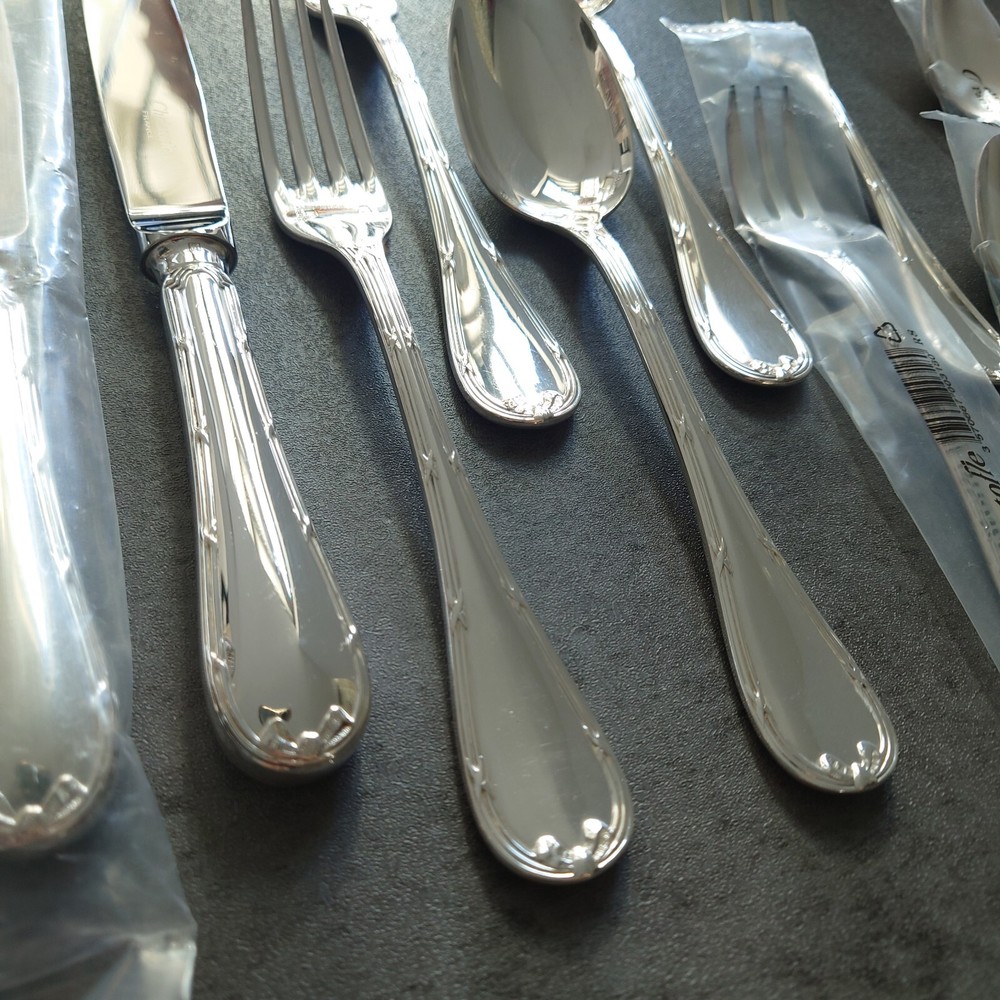 Christofle Rubans Silverplate Flatware Standard Knife Fork Spoon 10pcs Excellent