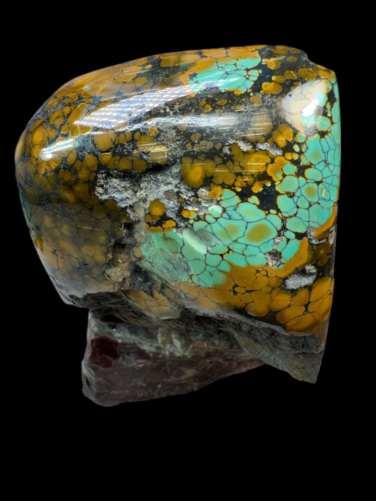 Hubei turquoise stabilized great multi color polychrome solid spiderweb nugget