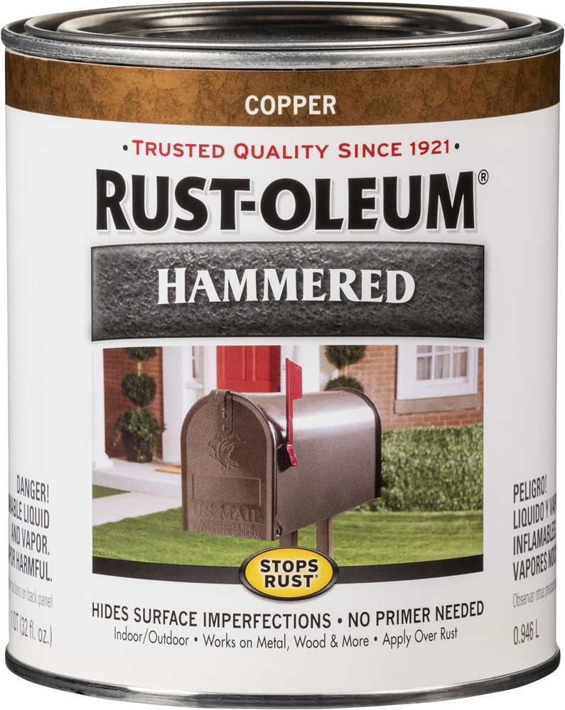 Durable Rust Protective Enamel Paint w/ Hammered Finish - Copper (1 Qt)