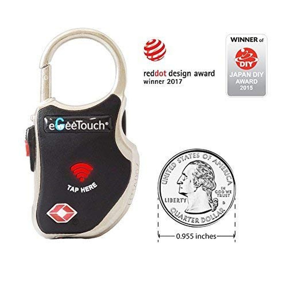 eGeeTouch Smart Travel Padlock with Patented Dual Access Technologies (NFC + ...
