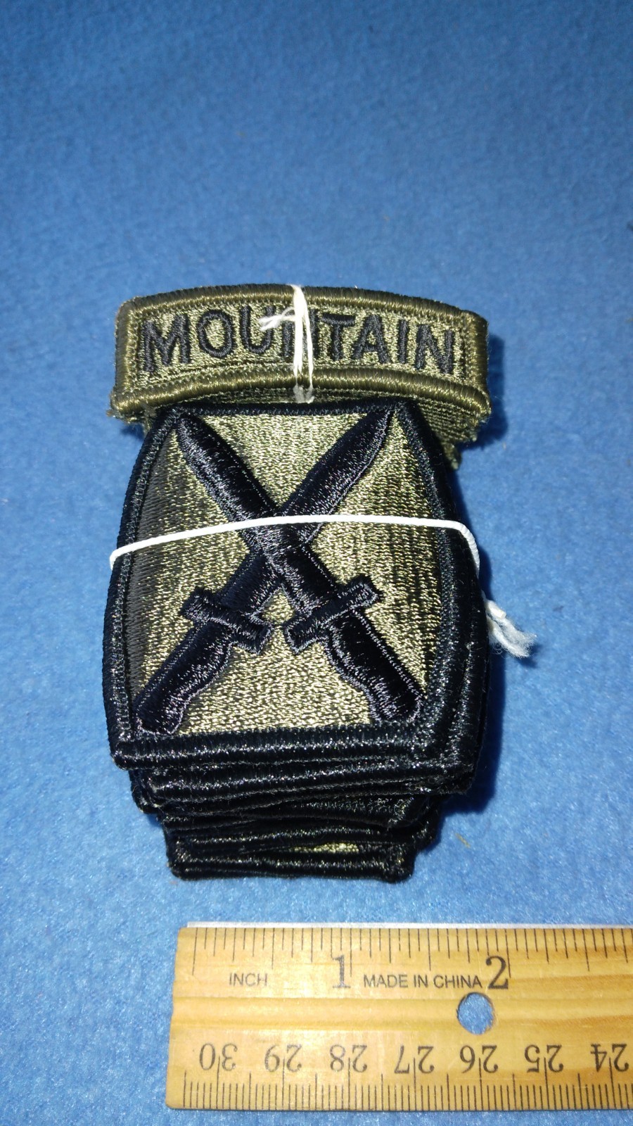 BUNDLE OF 20 - SUBDUED U.S. ARMY 10th MOUNTAIN DIVISION PATCHES & 20 TABS - NEW