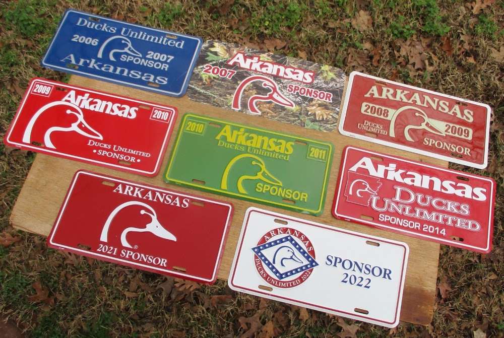 8 ARKANSAS DUCKS UNLIMITED SPONSOR TAGS LICENSE PLATE 2006 - 2022