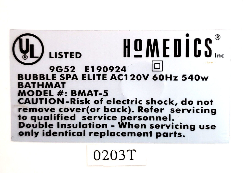 HoMedics BubbleSpa Elite BMAT-5 Programmable Massaging Bath Mat w/Remote