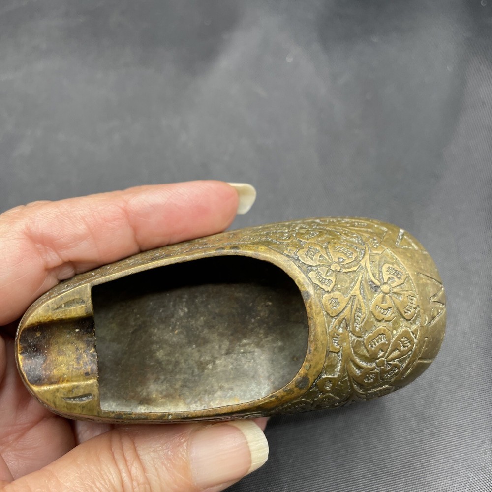 Vtg Brass Small Shoe Ashtray