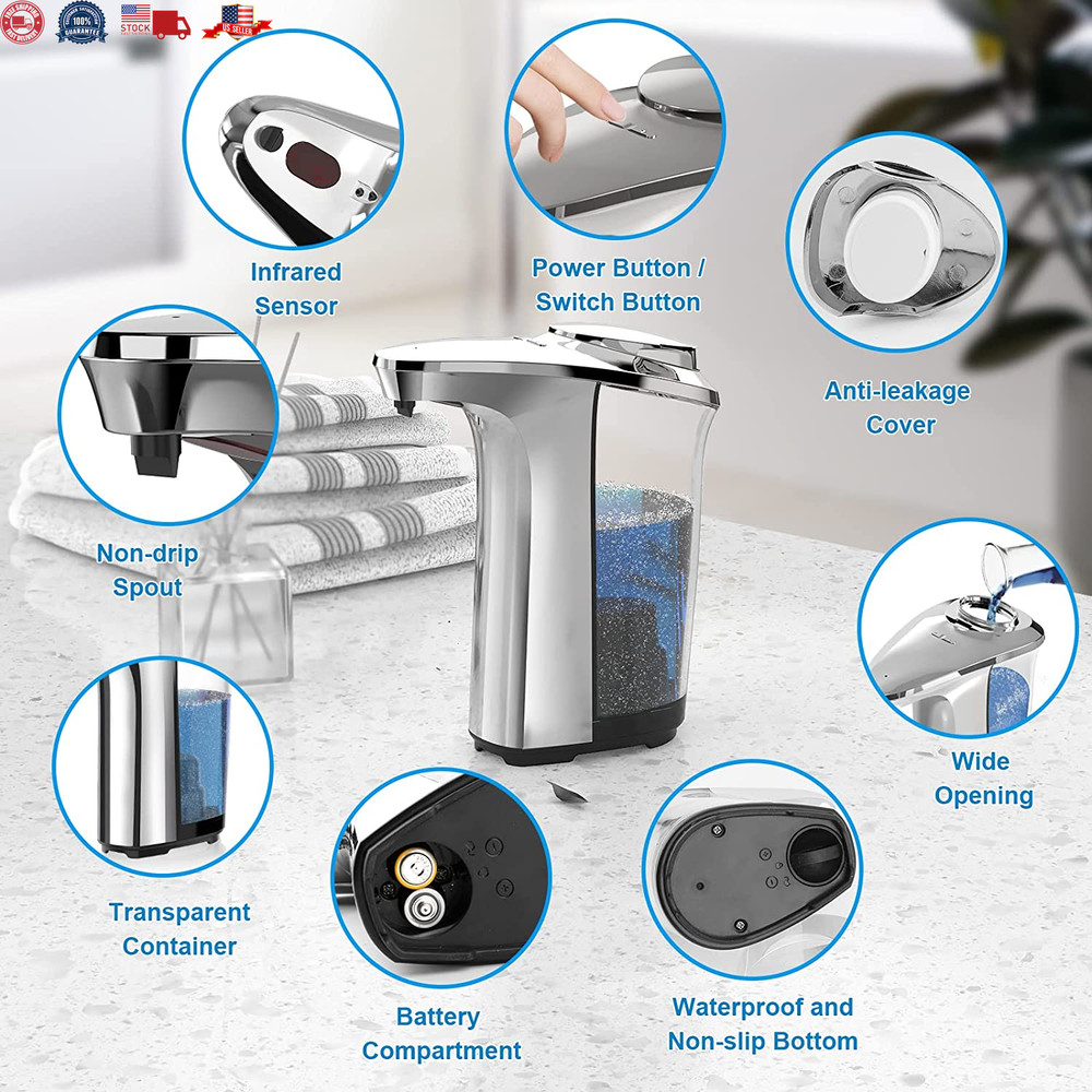 Touchless 17oz Automatic Soap Dispenser with Upgraded Infrared Sensor for Kitche