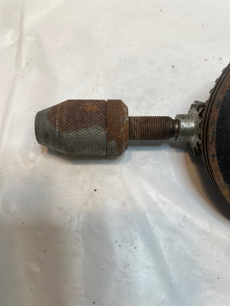 Vintage Hand Drill Wood Handle 11"