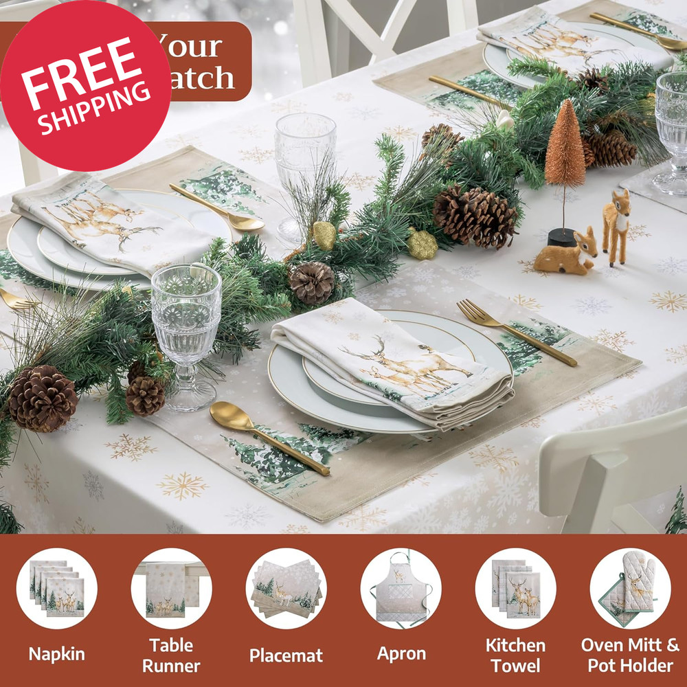 Table Cloth Rectangle Table 100% Cotton 60 X 108 Inches Fall Tablecloth Reusable