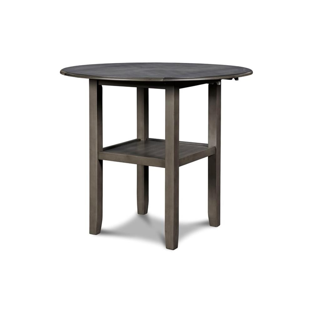 Pemberly Row Solid Wood Counter Drop Leaf Table W / 2 Chairs in Gray