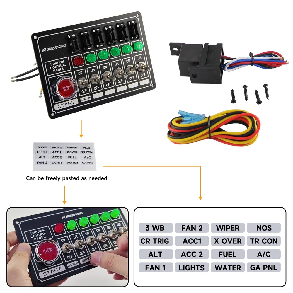 Racing Switch Panel Race Ignition Accessory Engine Start 6 Switch Lights Fused