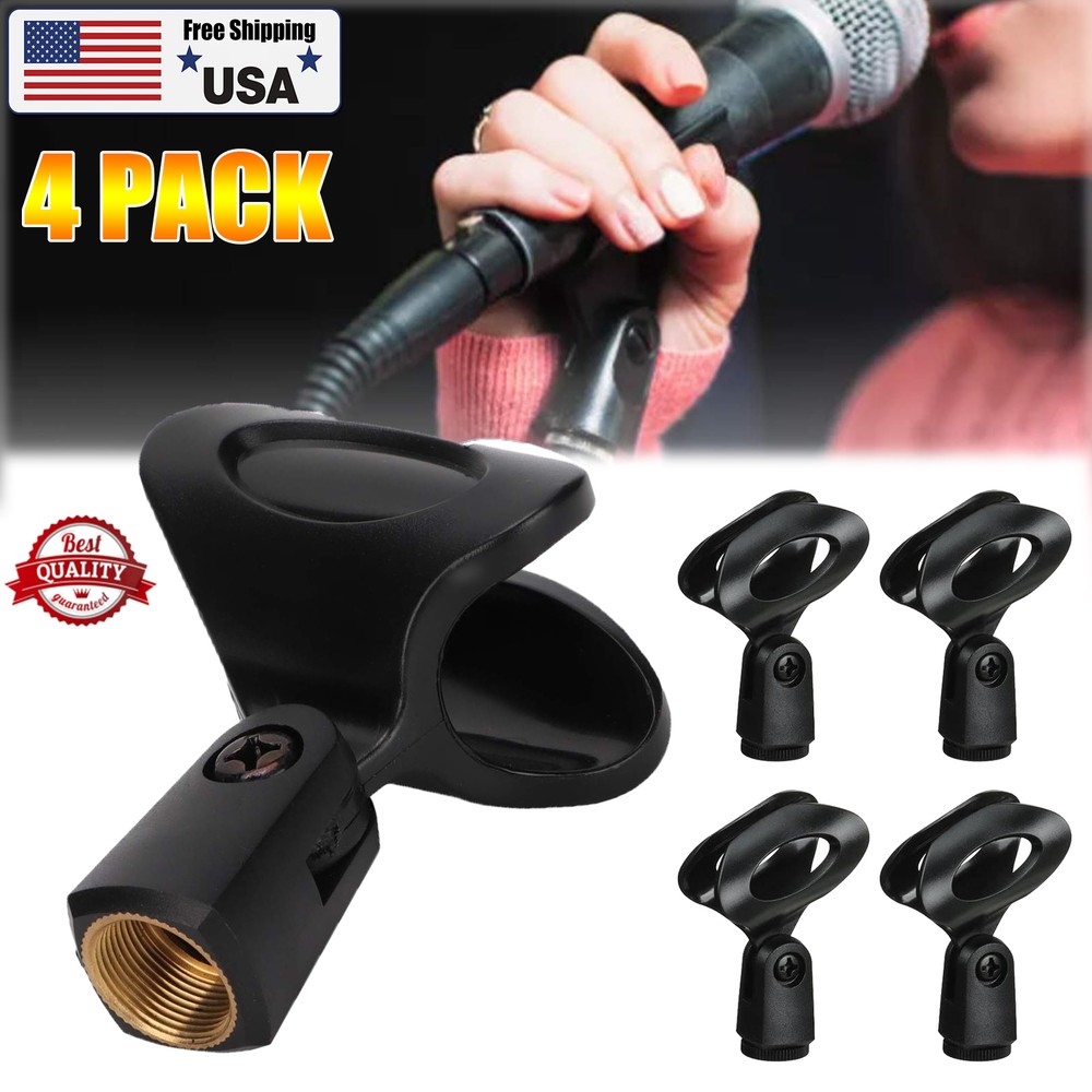 4 PCS Microphone Clip Handheld Wireless Transmitter with Female Threaded Adapter