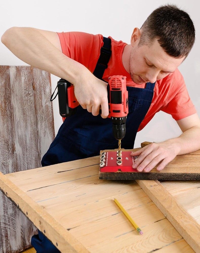 30° 45° 90° Angle Drill Guide Jig with 4 Bits Portable Pocket Hole Tool