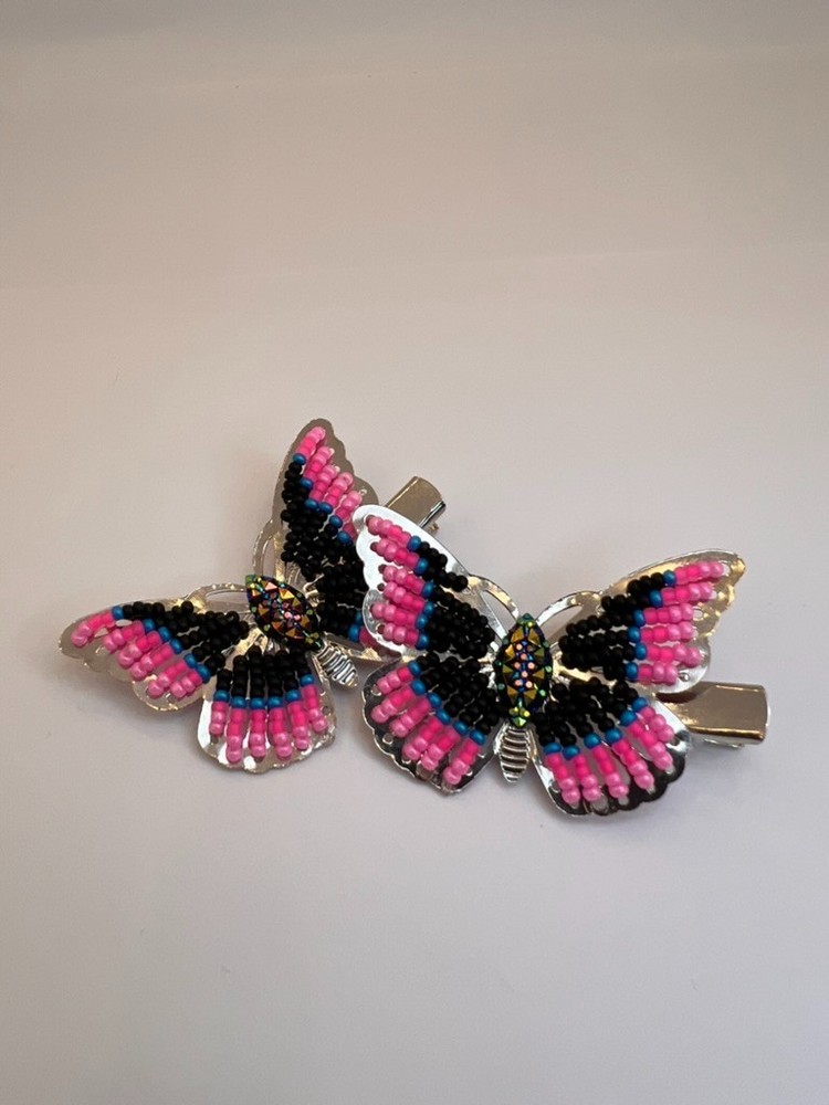 Beaded Butterfly Barrettes